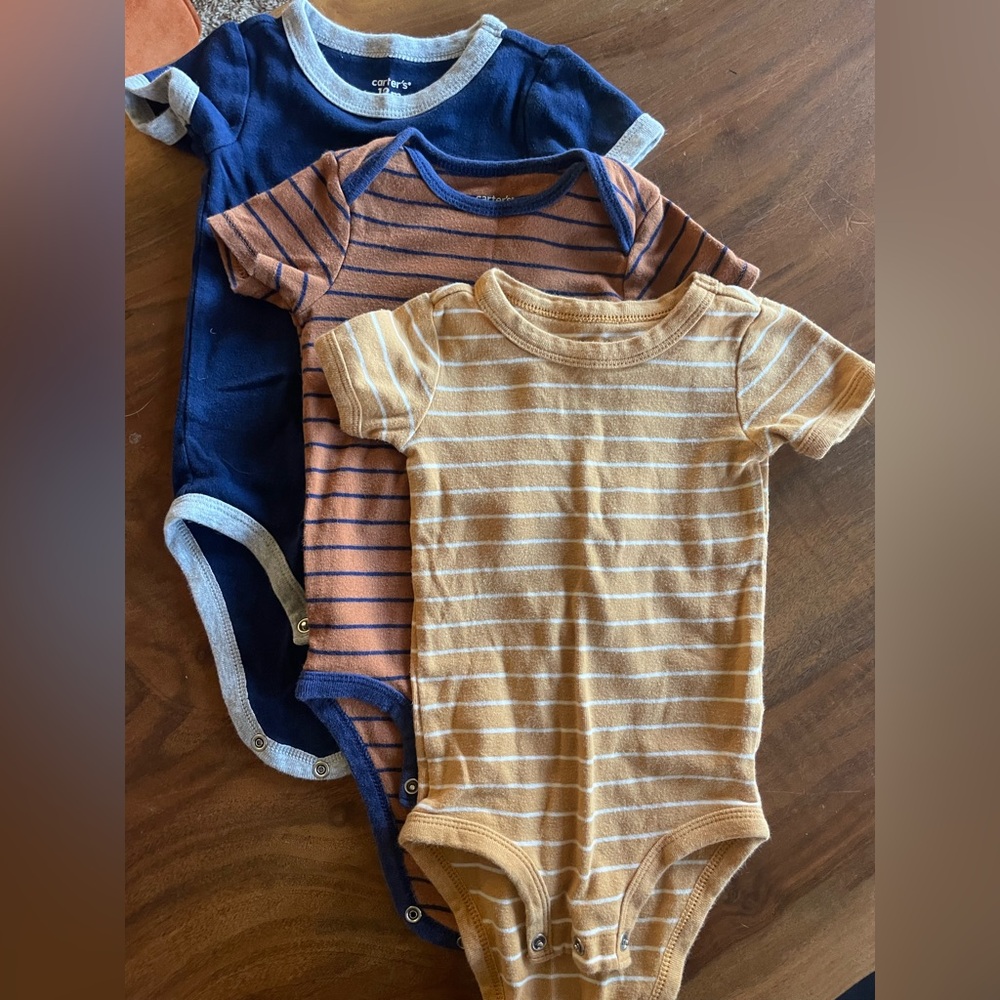 Carter's Striped Bodysuit Set - Navy, Brown, Tan